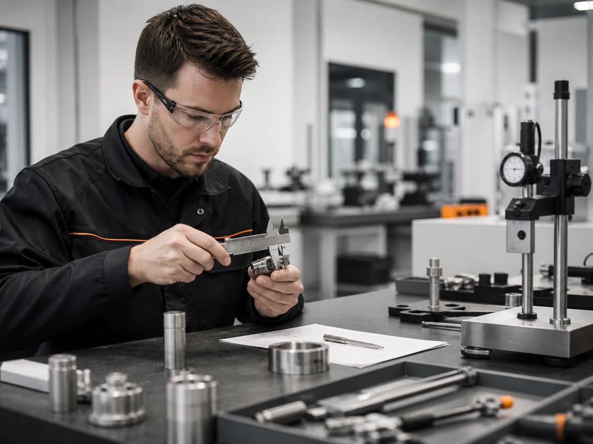 ILLUMEX quality technician inspecting precision components for commercial reliability