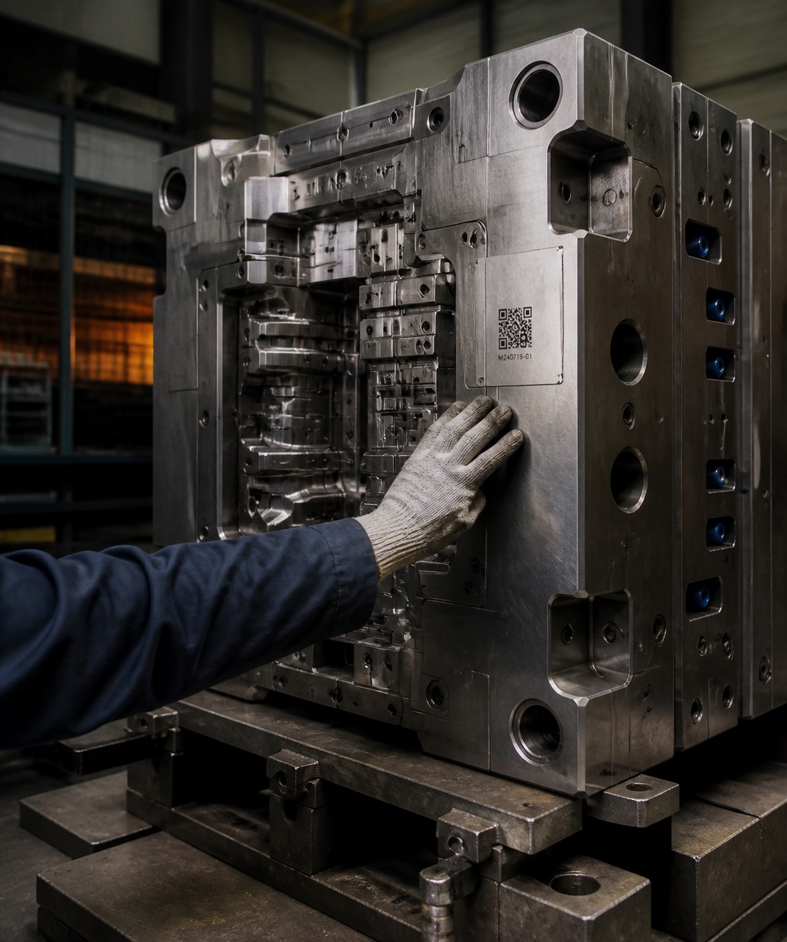 Large industrial mold that cannot easily be moved to a conventional marking station